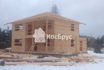 Строительство двухэтажного дома 8 на 8 из профилированного бруса 140х190 мм.
