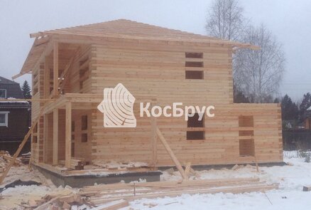 Строительство двухэтажного дома 8 на 8 из профилированного бруса 140х190 мм.