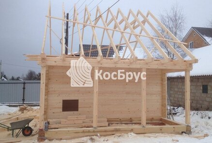 Строительство бани из бруса 6 на 6 с верандой