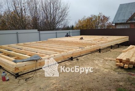 Строительство бани по проекту «Мимоза» из профилированного бруса 140 х 140 мм
