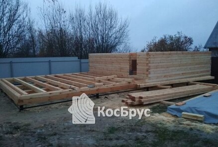 Строительство бани по проекту «Мимоза» из профилированного бруса 140 х 140 мм