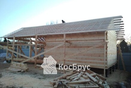 Строительство бани по проекту «Мимоза» из профилированного бруса 140 х 140 мм