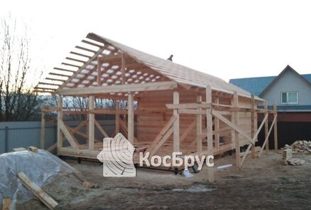Строительство бани по проекту «Мимоза» из профилированного бруса 140 х 140 мм