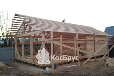 Строительство бани по проекту «Мимоза» из профилированного бруса 140 х 140 мм