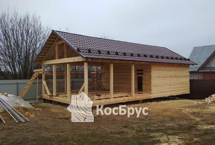 Строительство бани по проекту «Мимоза» из профилированного бруса 140 х 140 мм