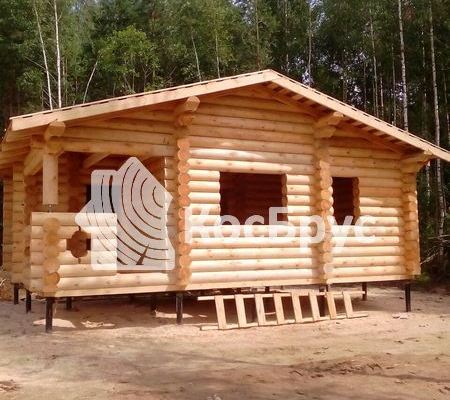 Строительство бани из оцилиндрованного бревна по проекту «Венера»