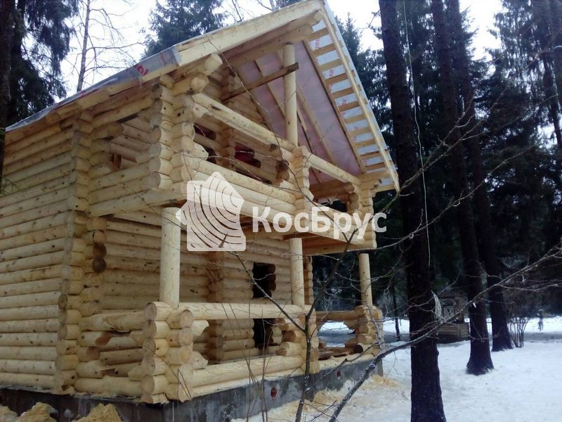 Строительство бани 5.5х7.2м по проекту «Клавдия» со вторым этажом из оцб. 240 мм